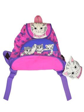 Vintage Confetti Mini Backpack Cat Kittens Pink Purple Coin Purse 1997 Y2K Girls
